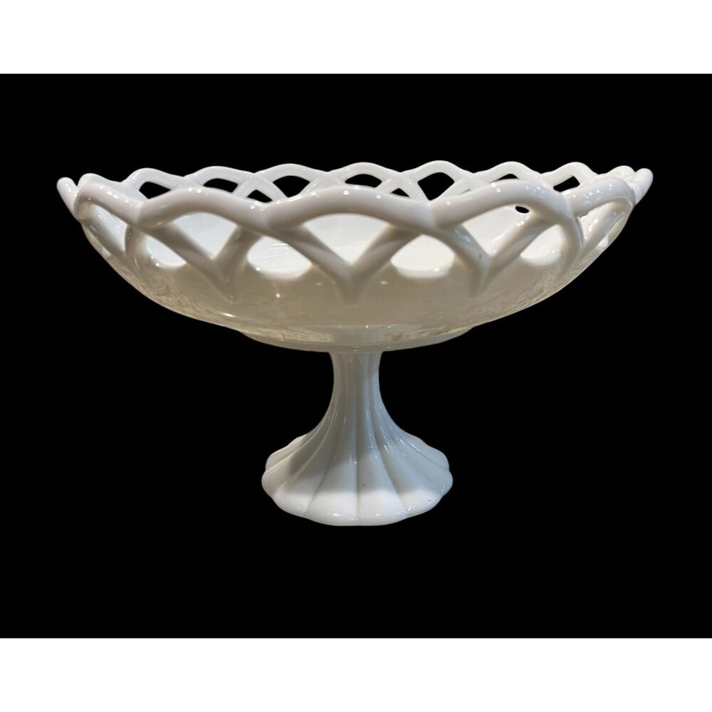 Vintage Pitman Drietzer Milk Glass Old Colony Pedestal Footed Fruit Bowl  12"